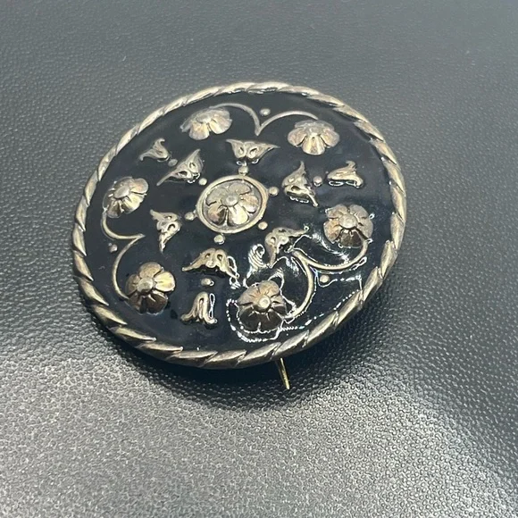 Andresen & Scheinpflug Norway vintage Sterling Silver Black Enamel Brooch pin - Picture 6 of 16